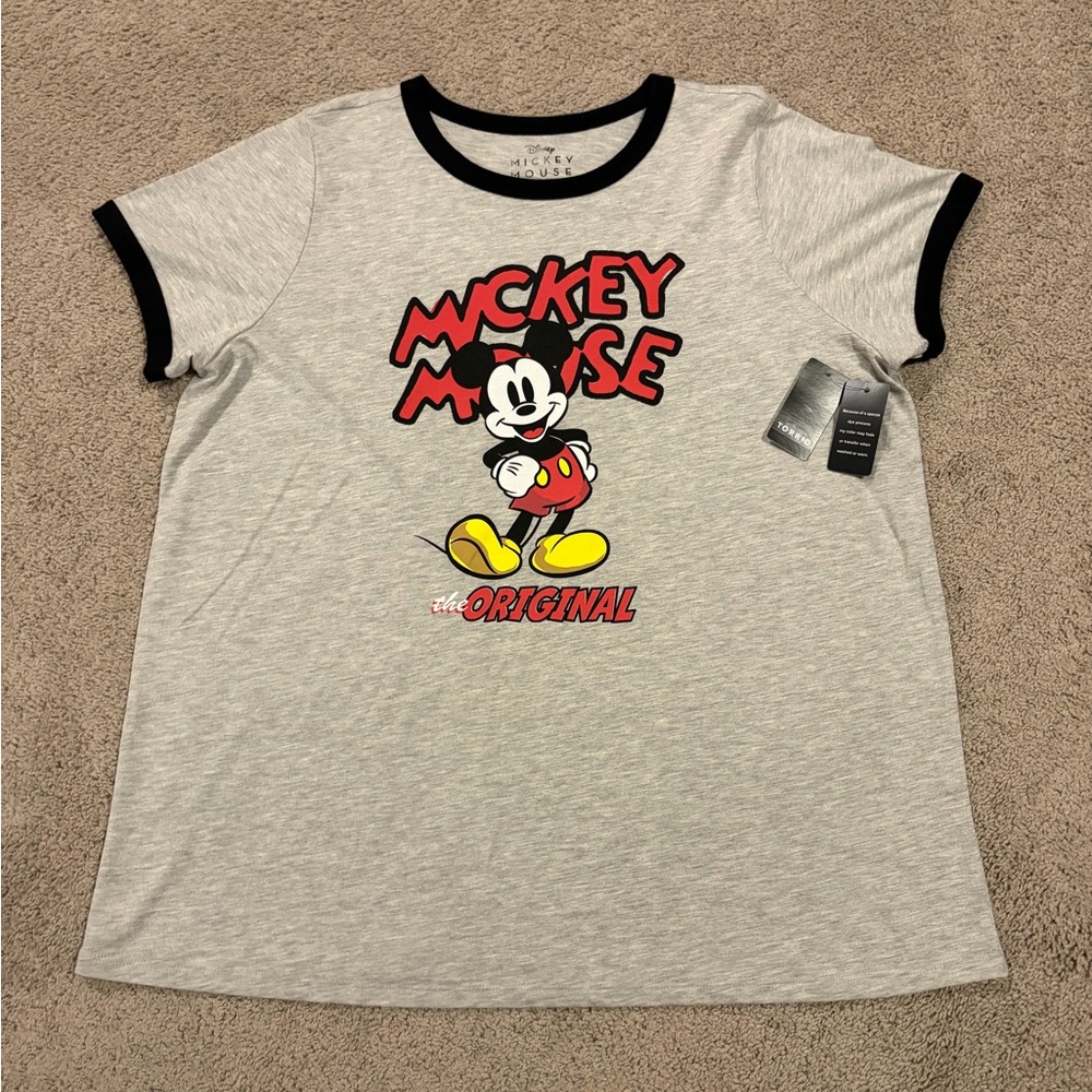 Torrid Disney Mickey Mouse Women’s Plus Size 2X Grey Black Trim T-Shirt NWT $40